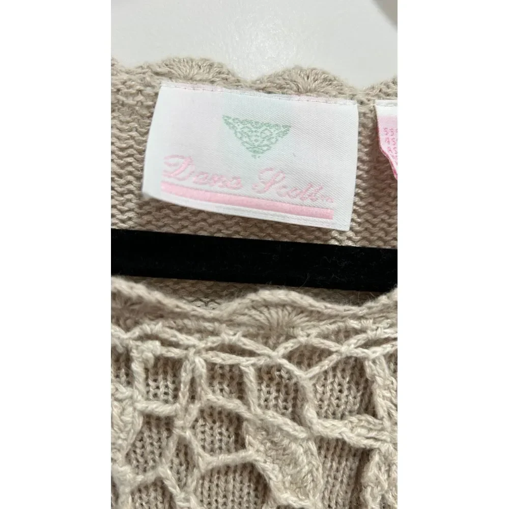 Y2K Vtg 90s Dana Scott Medium Crochet‎ Sweater Long Sleeve Hippie Granny - Picture 4 of 9